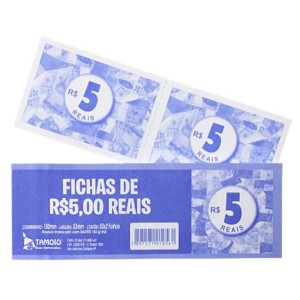 FICHAS DE CAIXA R$ 5,00 C/10 BLOCOS TAMOIO